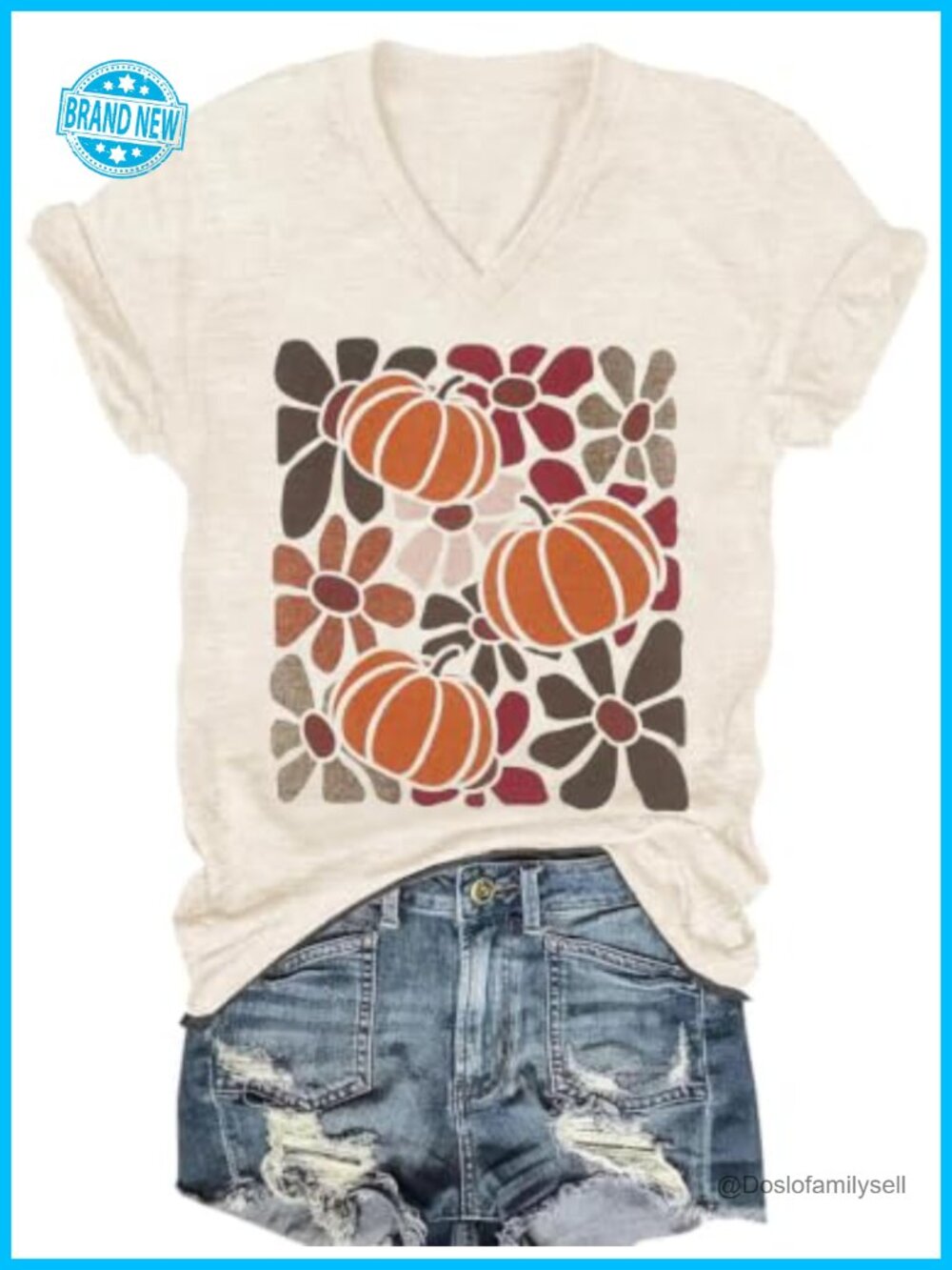 Women's V-Neck Boho Floral Graphic T-Shirt Short Sleeve Summer Casual Top